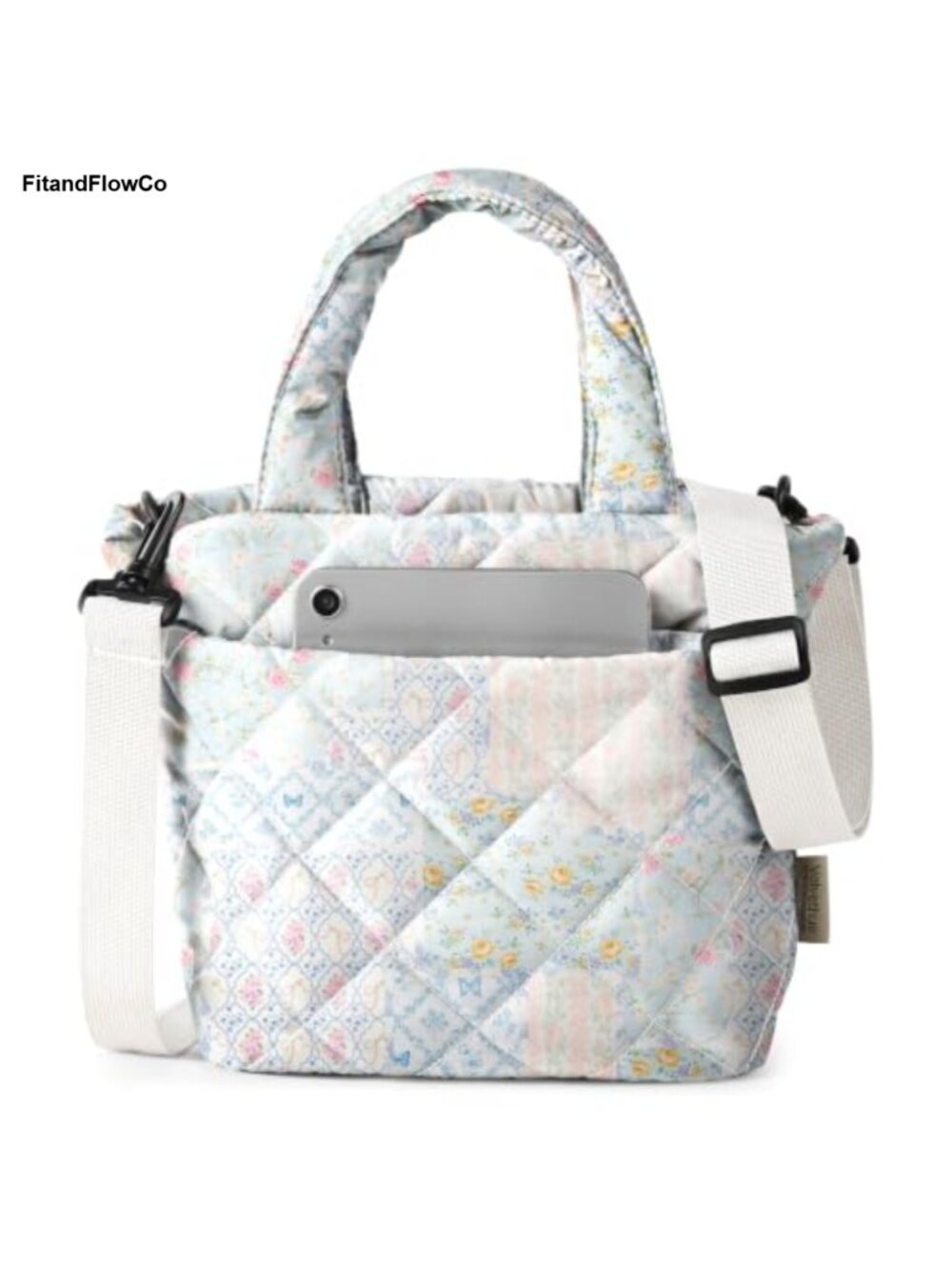 Quilted Puffer Crossbody Tote Bag Lightweight Compact Trapezoid